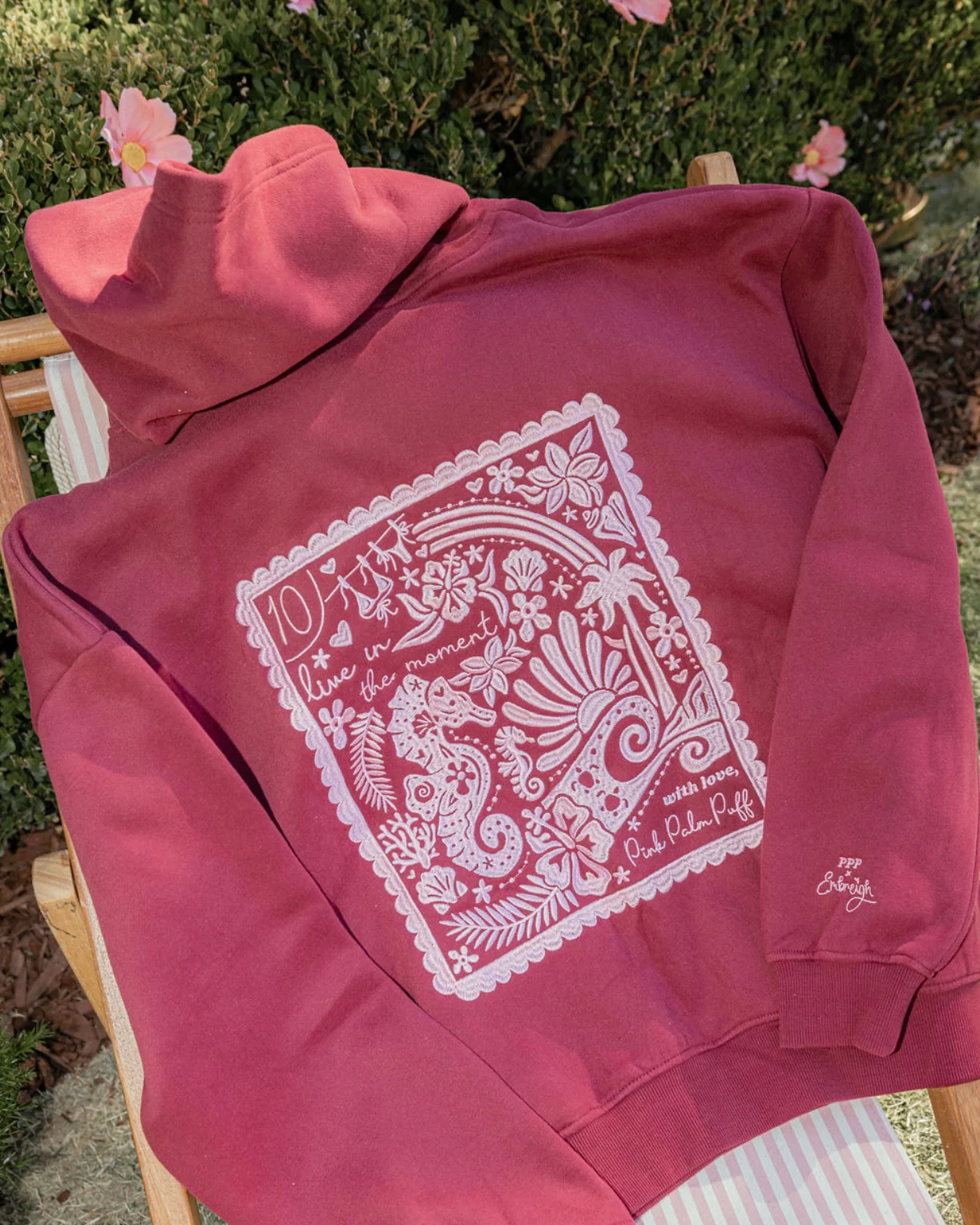 "Live in the Moment" Hoodie in Cherry - Image 5